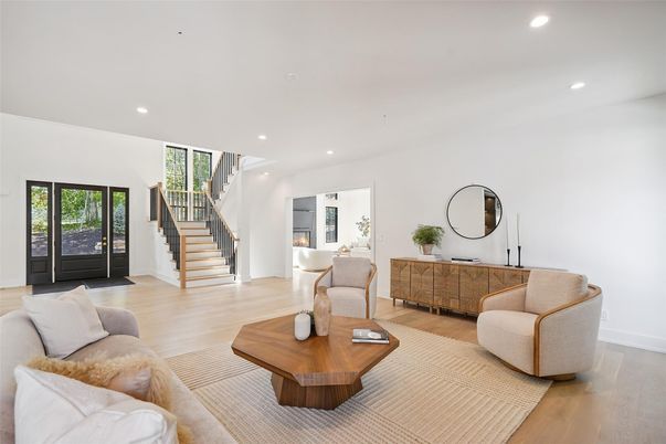 Interior, Living room, Recessed Lighting, Wood Texture Flooring