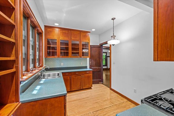 Interior, Kitchen, Pendant Lights, Recessed Lighting, Wood Texture Flooring