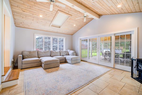 Interior, Living room, Recessed Lighting, Wooden Ceilings