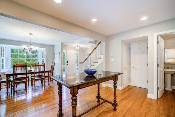 Chandelier, Dining room, Interior, Recessed Lighting, Wood Texture Flooring