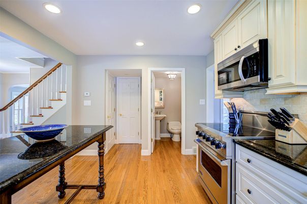 Interior, Kitchen, Recessed Lighting, Wood Texture Flooring