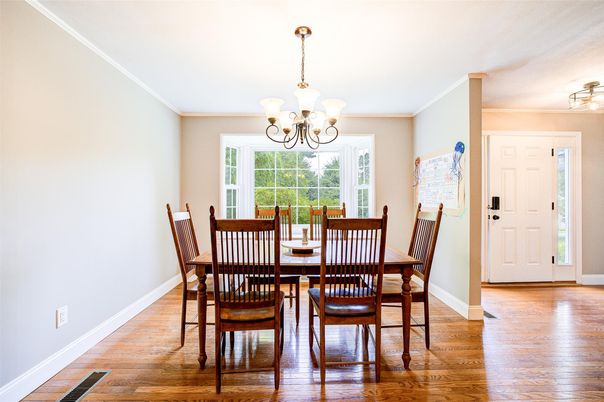 Chandelier, Dining room, Interior, Wood Texture Flooring