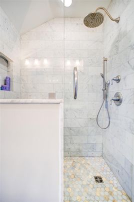 Bathroom, Glass Shower, Interior, Marble Walls