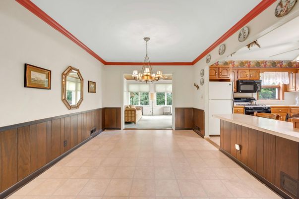 Chandelier, Interior, Kitchen, Stainless Steel Appliances