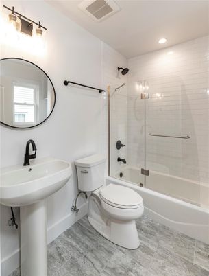 Bathroom, Glass Shower, Interior, Recessed Lighting