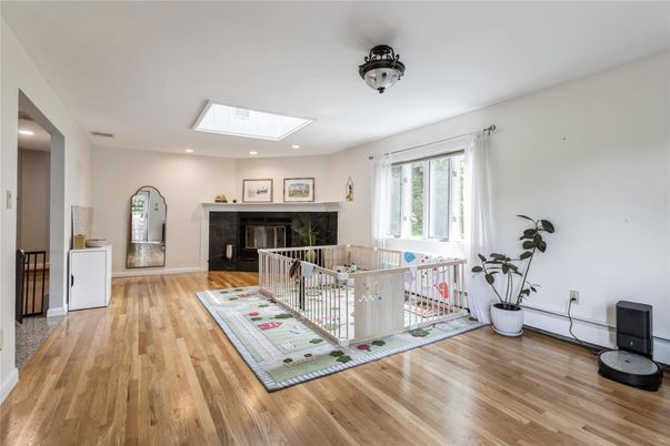Fireplace, Interior, Recessed Lighting, Wood Texture Flooring