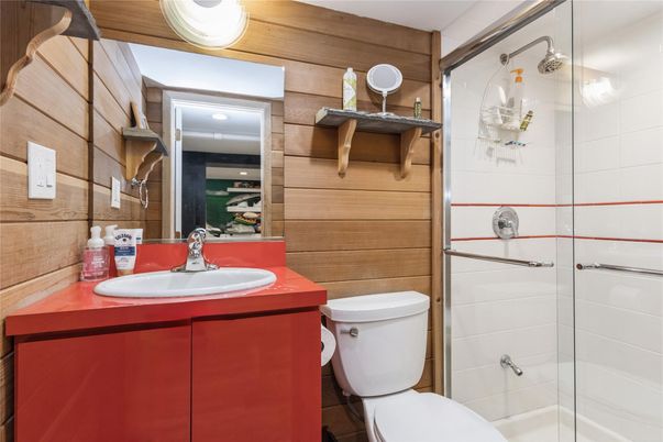 Bathroom, Glass Shower, Interior, Wooden Walls
