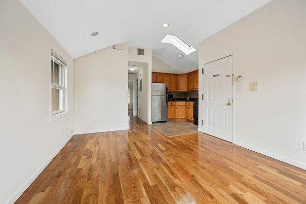 Empty room, Interior, Kitchen, Recessed Lighting, Wood Texture Flooring