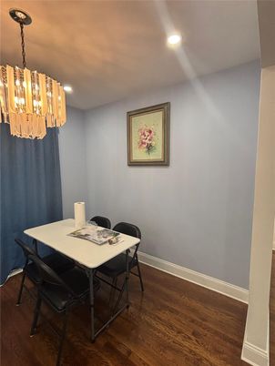 Chandelier, Dining room, Interior, Recessed Lighting, Wood Texture Flooring