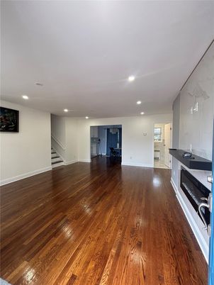 Empty room, Interior, Kitchen, Recessed Lighting, Wood Texture Flooring