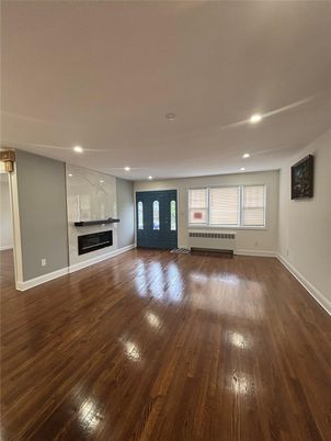 Empty room, Fireplace, Interior, Recessed Lighting, Wood Texture Flooring