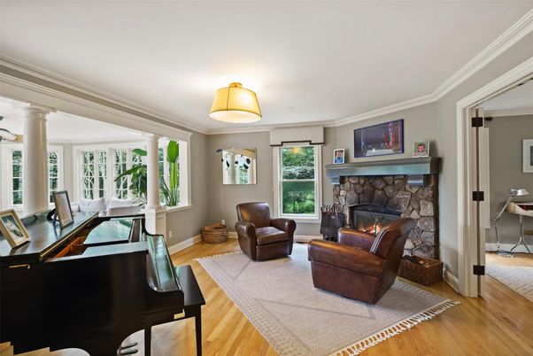 Fireplace, Interior, Piano, Wood Texture Flooring
