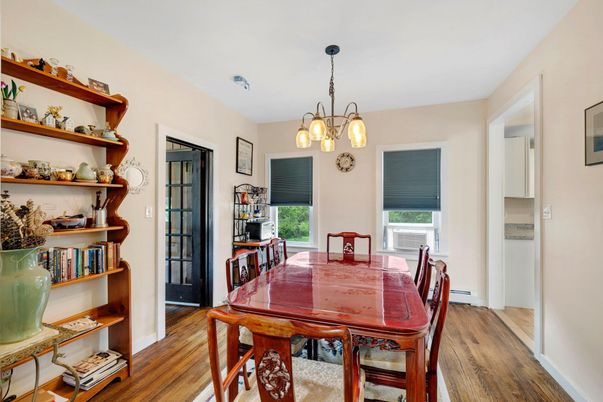 Chandelier, Dining room, Interior, Pendant Lights, Wood Texture Flooring