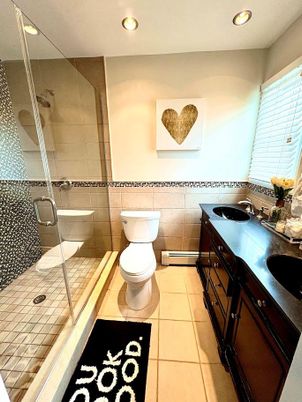 Bathroom, Dual Sink Vanities, Glass Shower, Interior, Recessed Lighting