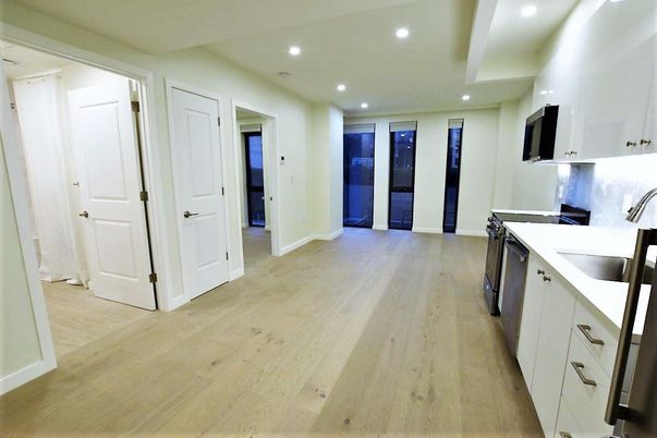 Interior, Kitchen, Recessed Lighting, Wood Texture Flooring