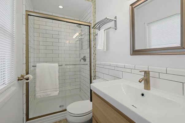 Bathroom, Glass Shower, Interior, Recessed Lighting
