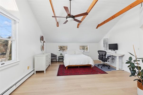 Bedroom, Home Office, Interior, Wooden Beams, Wood Texture Flooring