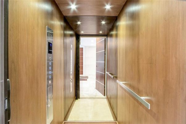 Elevator, Interior, Recessed Lighting, Wooden Walls