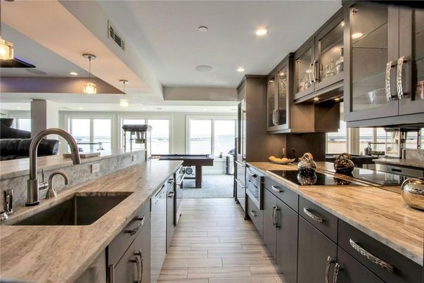 Interior, Kitchen, Pendant Lights, Recessed Lighting, Wood Texture Flooring