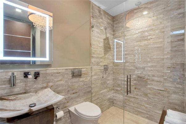 Bathroom, Glass Shower, Interior, Recessed Lighting