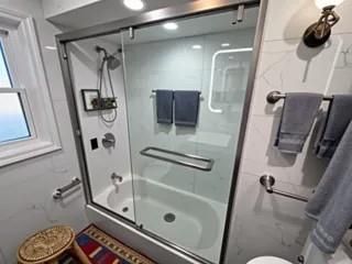 Bathroom, Glass Shower, Interior, Recessed Lighting
