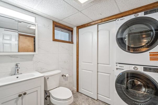 Bathroom, Interior, Marble Walls, Utility Closets, Washer