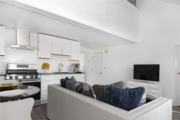 Interior, Kitchen, Living room, Stainless Steel Appliances, Wood Texture Flooring