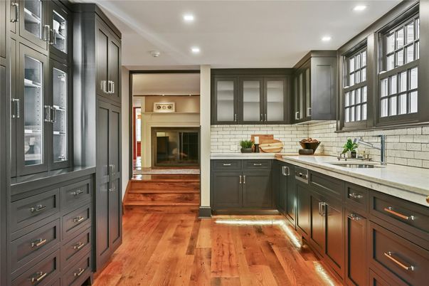 Interior, Kitchen, Recessed Lighting, Wood Texture Flooring