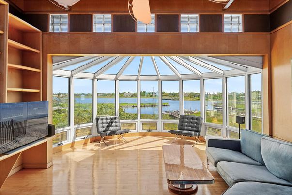Glass Ceilings, Interior, Sun Room, Water, Wood Texture Flooring