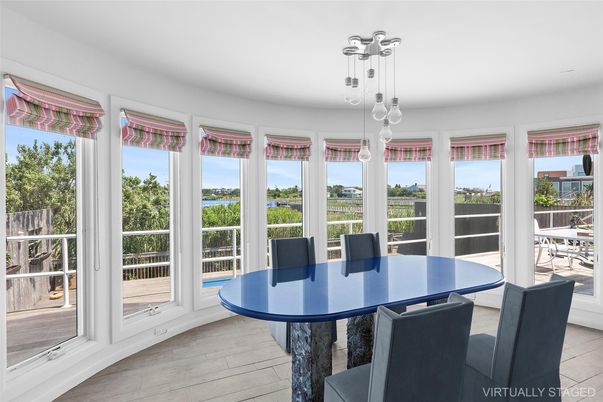 Dining room, Interior, Pendant Lights, Sun Room, Wood Texture Flooring