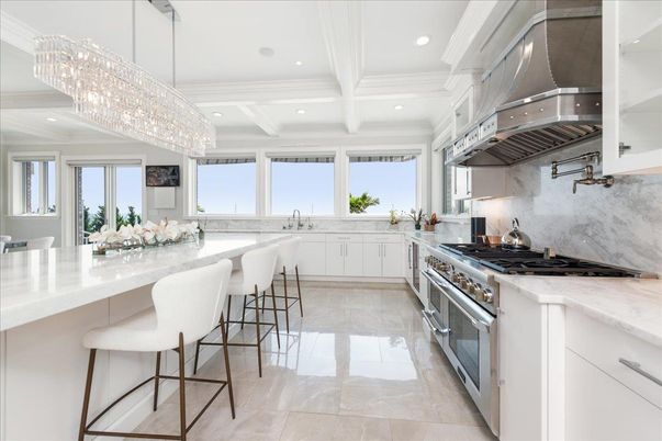 Chandelier, Interior, Kitchen, Recessed Lighting, Stainless Steel Appliances