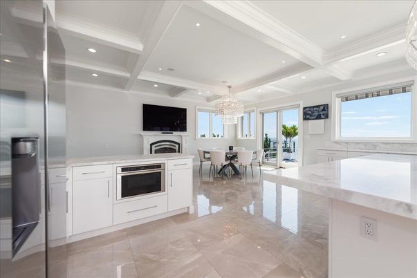 Chandelier, Dining room, Fireplace, Interior, Kitchen, Recessed Lighting