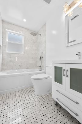 Bathroom, Interior, Marble Walls, Recessed Lighting
