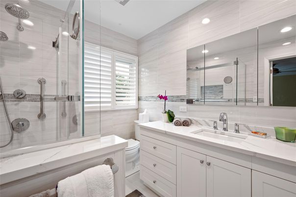 Bathroom, Glass Shower, Interior, Recessed Lighting