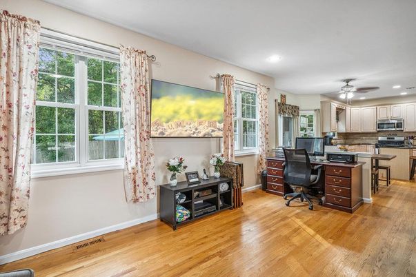 Home Office, Interior, Kitchen, Recessed Lighting, Wood Texture Flooring
