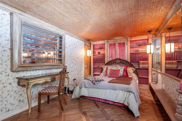 Bedroom, Interior, Pendant Lights, Wood Texture Flooring