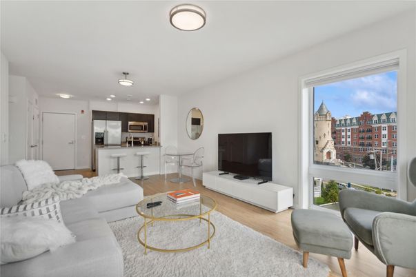Interior, Kitchen, Living room, Recessed Lighting, Stainless Steel Appliances, Wood Texture Flooring