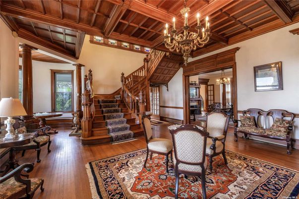 Chandelier, Dining room, Interior, Wooden Beams, Wooden Ceilings, Wood Texture Flooring