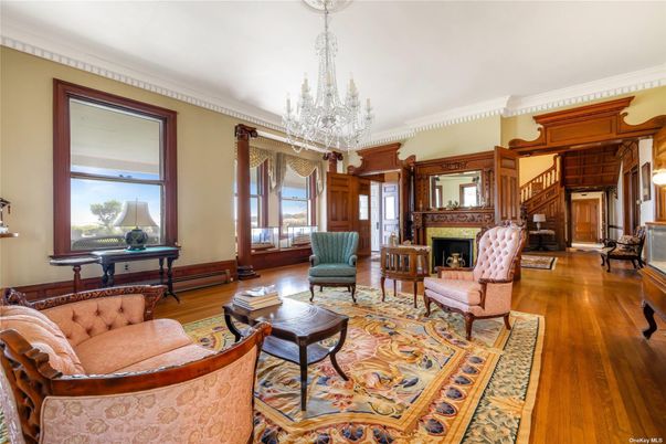 Chandelier, Fireplace, Interior, Living room, Wood Texture Flooring