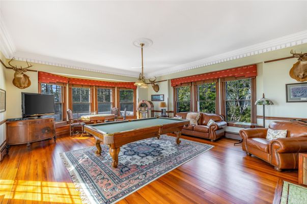 Billiard Table, Game Room, Interior, Living room, Pendant Lights, Wood Texture Flooring