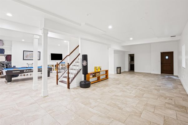 Billiard Table, Game Room, Interior, Recessed Lighting