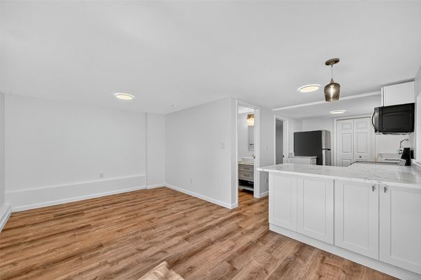 Interior, Kitchen, Pendant Lights, Recessed Lighting, Wood Texture Flooring