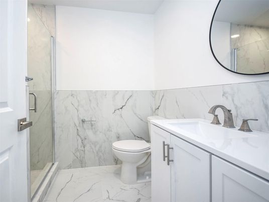Bathroom, Glass Shower, Interior, Marble, Marble Walls