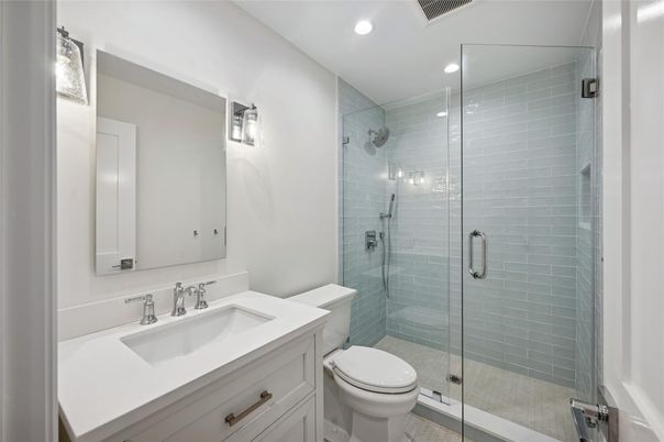 Bathroom, Glass Shower, Interior, Recessed Lighting