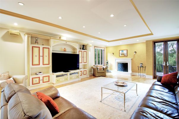 Fireplace, Interior, Living room, Recessed Lighting