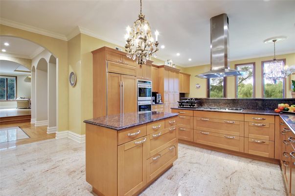 Chandelier, Interior, Kitchen, Pendant Lights, Recessed Lighting, Stainless Steel Appliances