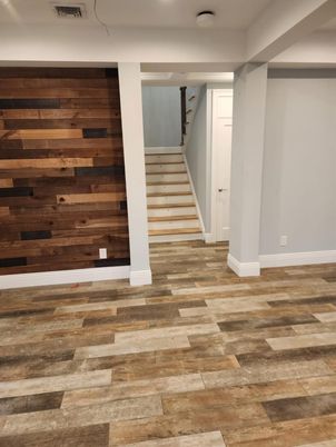Interior, Recessed Lighting, Wood Texture Flooring, Wooden Walls