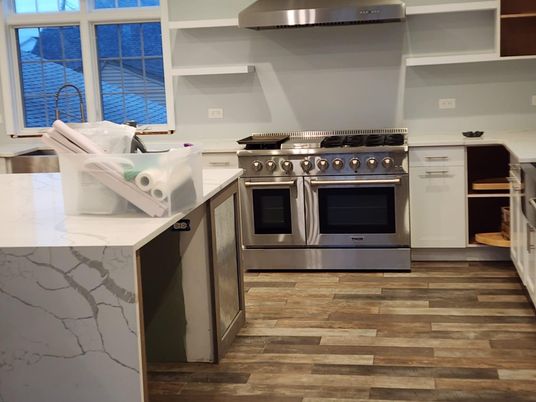 Interior, Kitchen, Stainless Steel Appliances, Wood Texture Flooring