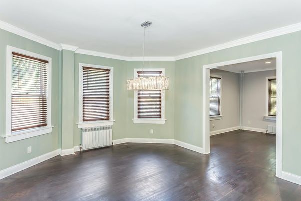 Empty room, Interior, Pendant Lights, Wood Texture Flooring