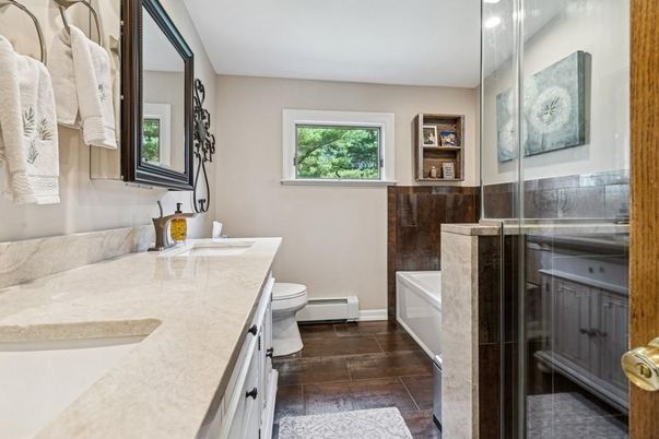 Bathroom, Dual Sink Vanities, Glass Shower, Interior